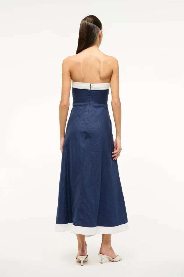 Women Dresses STAUD STAUD SIRANI DRESS NAVY WHITE Women Dresses STAUD STAUD SIRANI DRESS NAVY WHITE