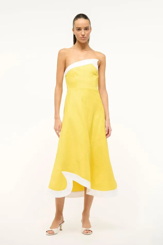 Women Dresses STAUD STAUD SIRANI DRESS SUNRISE WHITE