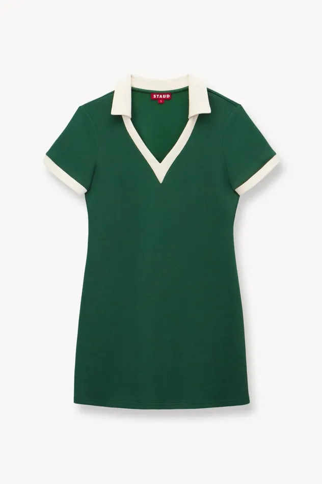 Women Dresses STAUD STAUD VOLLEY DRESS COURT GREEN IVORY Women Dresses STAUD STAUD VOLLEY DRESS COURT GREEN IVORY