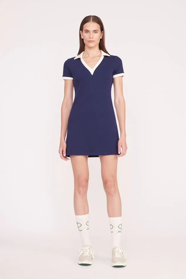 Women Dresses STAUD STAUD VOLLEY DRESS NAVY IVORY