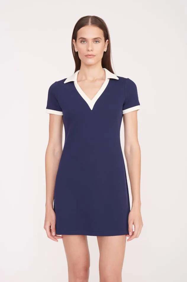 Women Dresses STAUD STAUD VOLLEY DRESS NAVY IVORY Women Dresses STAUD STAUD VOLLEY DRESS NAVY IVORY