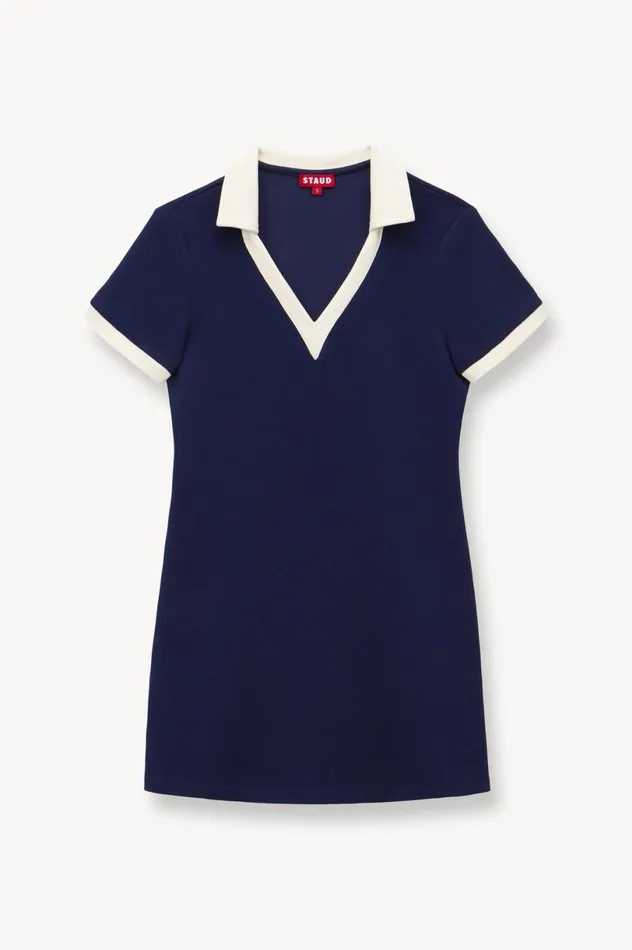 Women Dresses STAUD STAUD VOLLEY DRESS NAVY IVORY Women Dresses STAUD STAUD VOLLEY DRESS NAVY IVORY