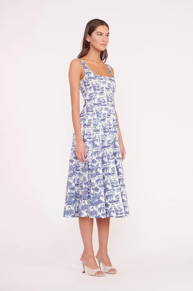 Women Dresses STAUD STAUD WELLS DRESS CHINA BLUE TOILE Women Dresses STAUD STAUD WELLS DRESS CHINA BLUE TOILE