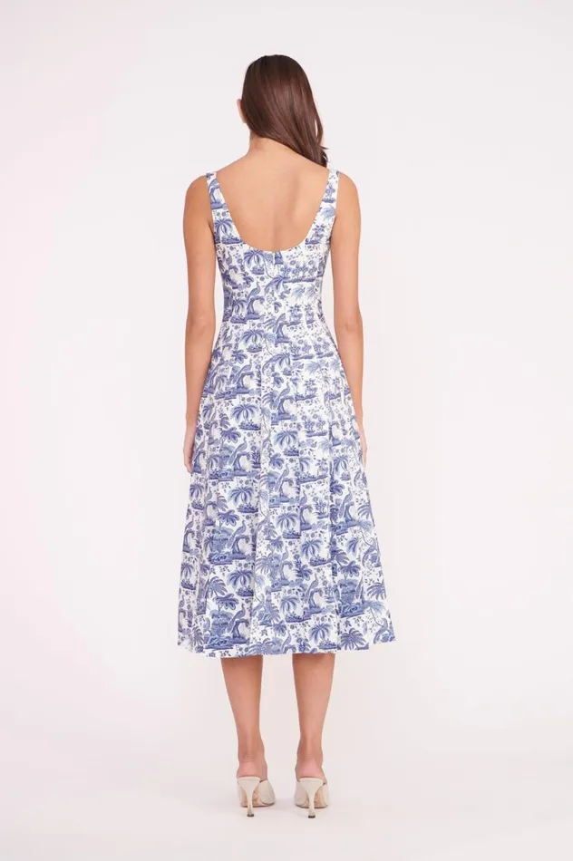 Women Dresses STAUD STAUD WELLS DRESS CHINA BLUE TOILE Women Dresses STAUD STAUD WELLS DRESS CHINA BLUE TOILE