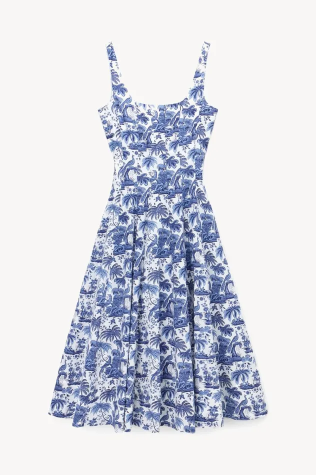 Women Dresses STAUD STAUD WELLS DRESS CHINA BLUE TOILE Women Dresses STAUD STAUD WELLS DRESS CHINA BLUE TOILE