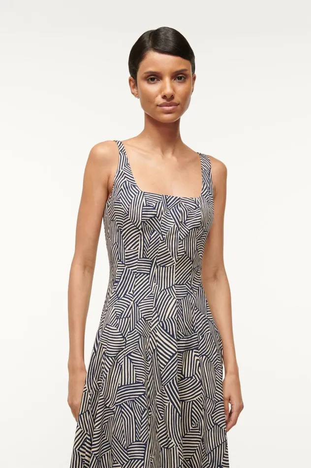 Women Dresses STAUD STAUD WELLS DRESS NAVY MOSAIC Women Dresses STAUD STAUD WELLS DRESS NAVY MOSAIC