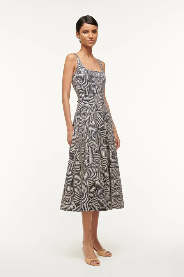 Women Dresses STAUD STAUD WELLS DRESS NAVY MOSAIC Women Dresses STAUD STAUD WELLS DRESS NAVY MOSAIC