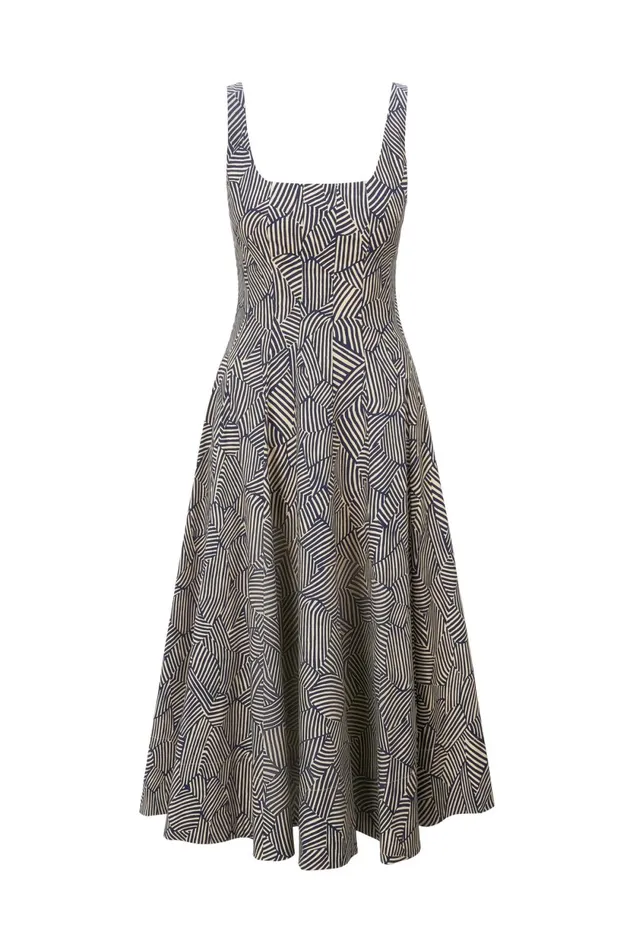 Women Dresses STAUD STAUD WELLS DRESS NAVY MOSAIC Women Dresses STAUD STAUD WELLS DRESS NAVY MOSAIC