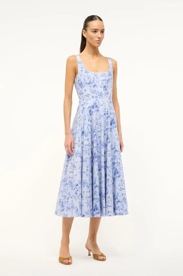 Women Dresses STAUD STAUD WELLS DRESS PERIWINKLE SKETCHBOOK FLORAL Women Dresses STAUD STAUD WELLS DRESS PERIWINKLE SKETCHBOOK FLORAL