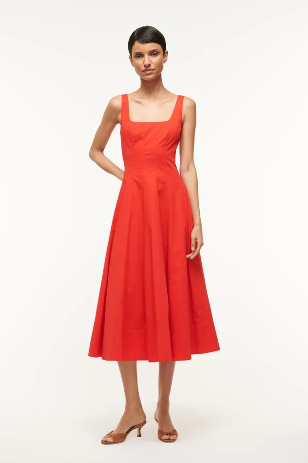 Women Dresses STAUD STAUD WELLS DRESS RED ROSE
