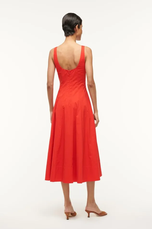 Women Dresses STAUD STAUD WELLS DRESS RED ROSE Women Dresses STAUD STAUD WELLS DRESS RED ROSE