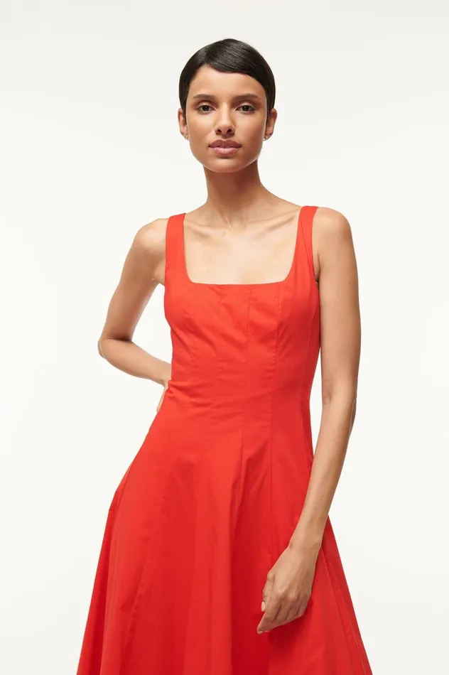 Women Dresses STAUD STAUD WELLS DRESS RED ROSE Women Dresses STAUD STAUD WELLS DRESS RED ROSE