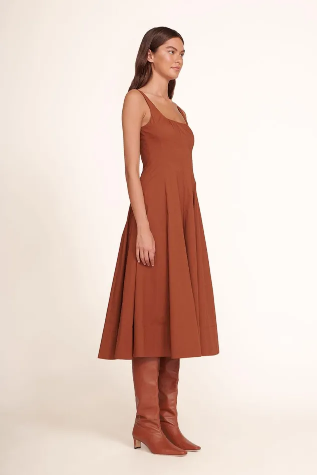 Women Dresses STAUD STAUD WELLS DRESS TAN Women Dresses STAUD STAUD WELLS DRESS TAN