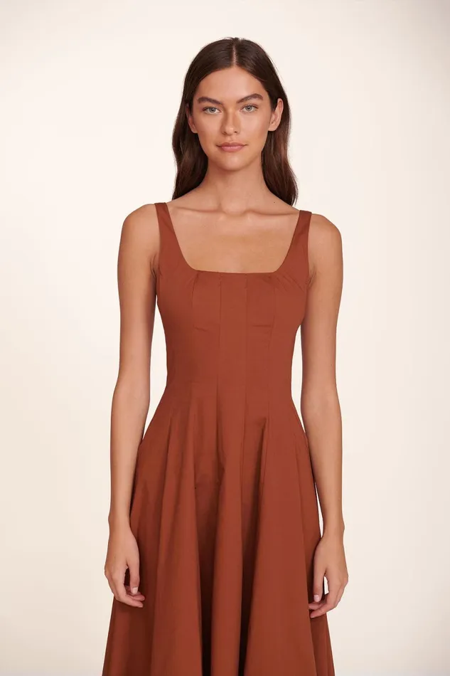 Women Dresses STAUD STAUD WELLS DRESS TAN Women Dresses STAUD STAUD WELLS DRESS TAN