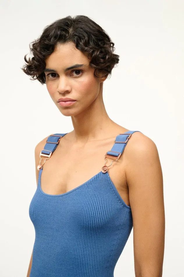 Women Dresses STAUD STAUD WRANGLER THE OVERALL RIB TANK DRESS DENIM BLUE Women Dresses STAUD STAUD WRANGLER THE OVERALL RIB TANK DRESS DENIM BLUE