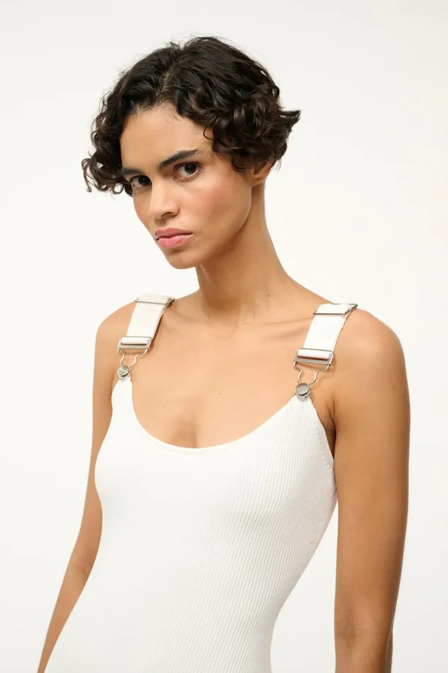 Women Dresses STAUD STAUD WRANGLER THE OVERALL RIB TANK DRESS WHITE Women Dresses STAUD STAUD WRANGLER THE OVERALL RIB TANK DRESS WHITE