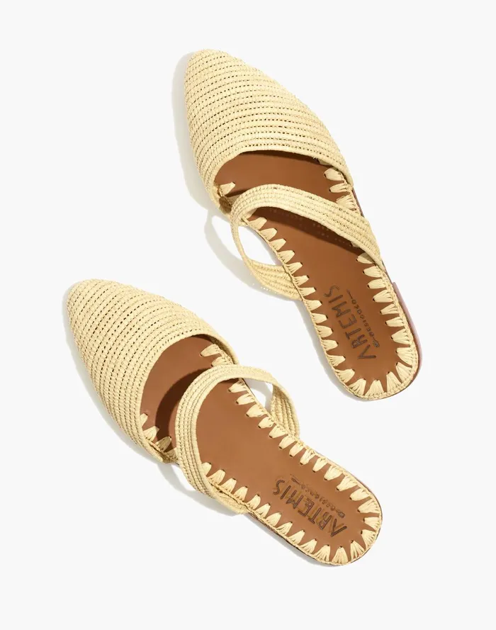 Women Flats Madewell Artemis Design Co Raffia MaryJane Mules