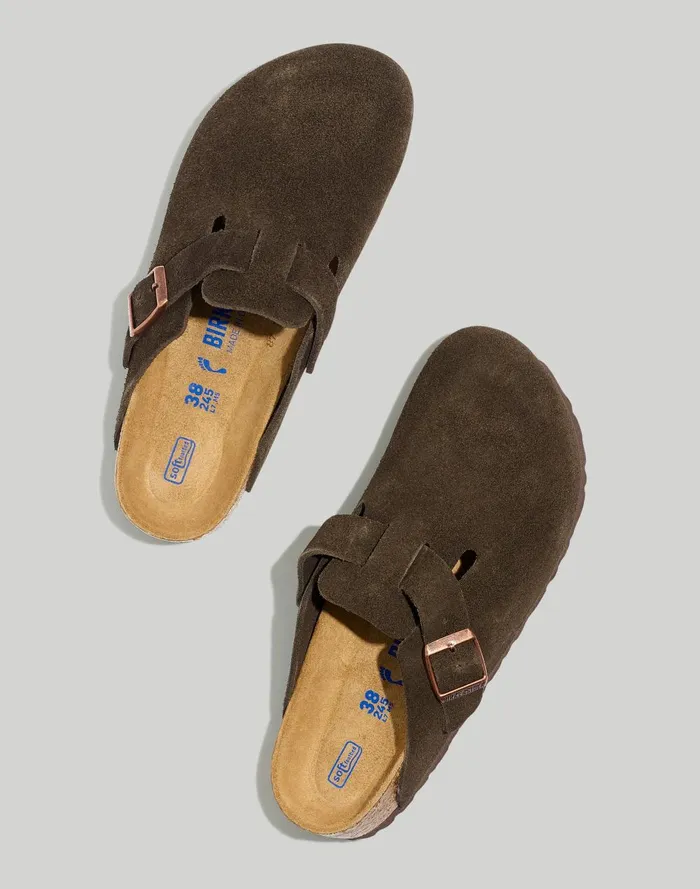 Women Flats Madewell Birkenstock Boston Suede Soft Footbed Clogs