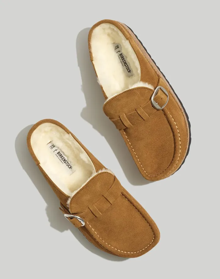 Women Flats Madewell Birkenstock Suede Buckley Clogs In Shearling
