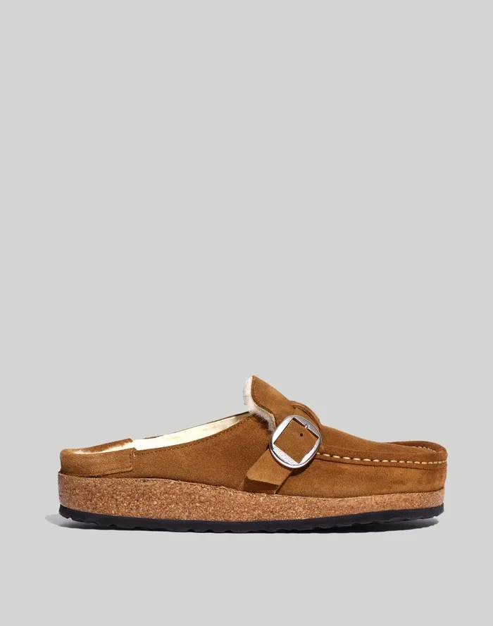 Women Flats Madewell Birkenstock Suede Buckley Clogs In Shearling