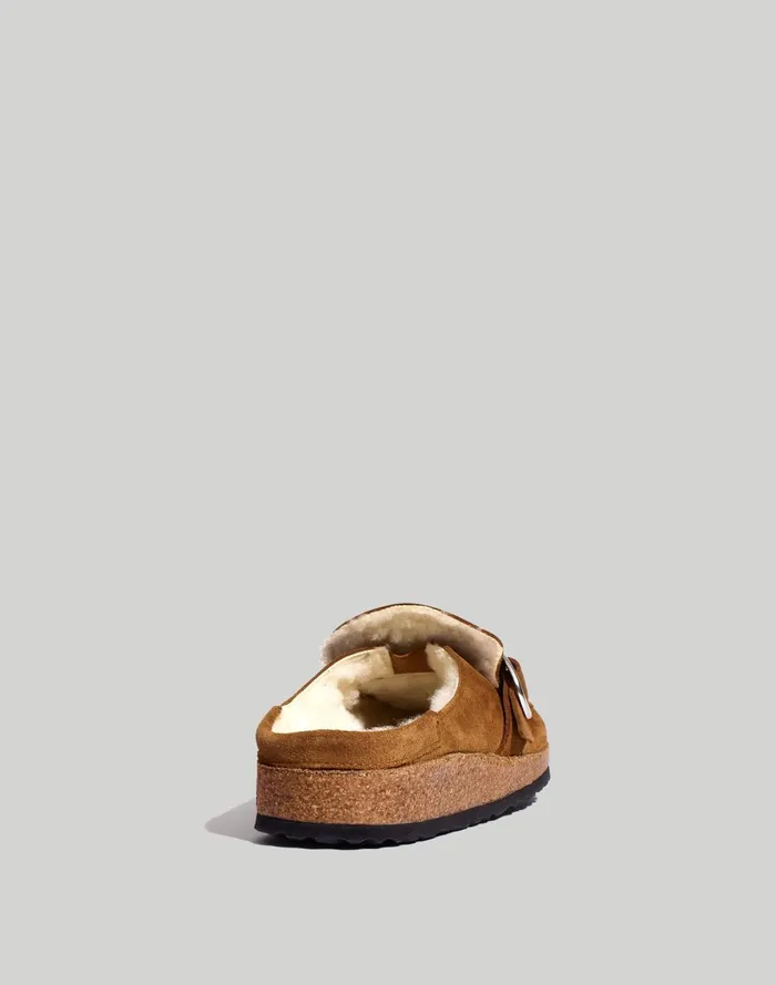 Women Flats Madewell Birkenstock Suede Buckley Clogs In Shearling
