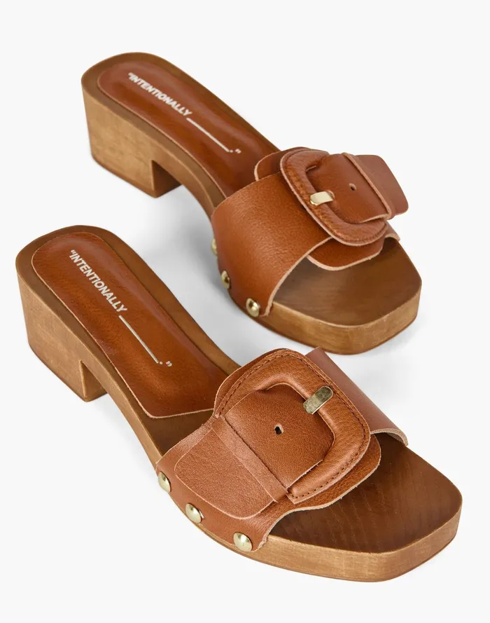 Women Flats Madewell Intentionally Blank Leather Mar Mules Sandals