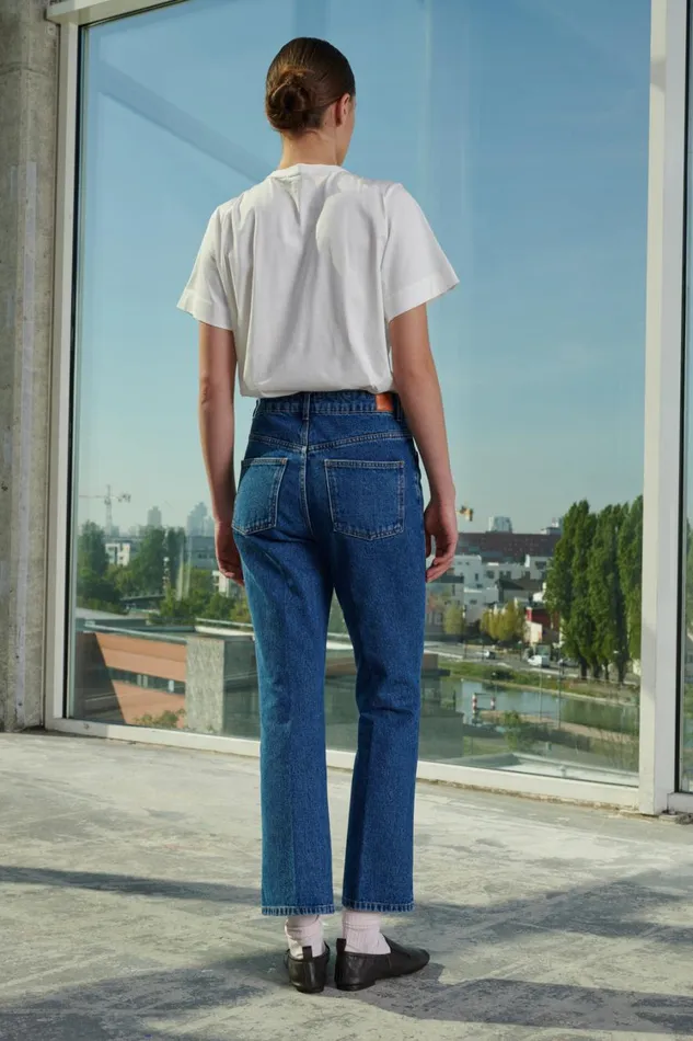 Women FRANCISCO JEANS Washed Blue Denim Soeur Trousers