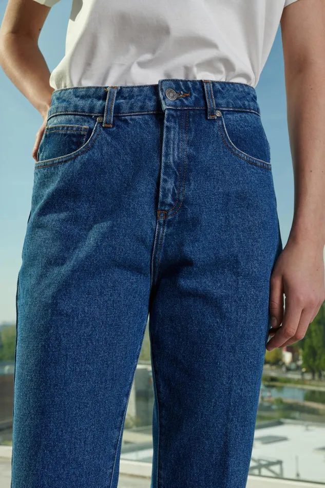 Women FRANCISCO JEANS Washed Blue Denim Soeur Trousers