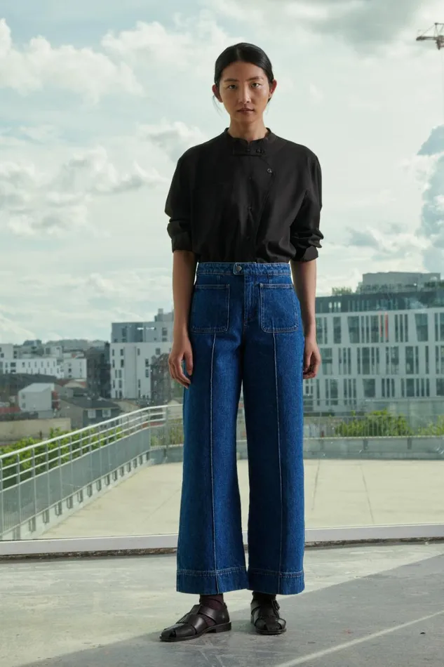 Women HARRY JEANS Washed Blue Denim Soeur Trousers
