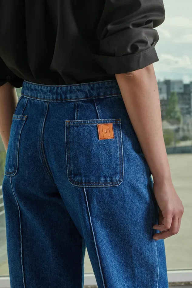 Women HARRY JEANS Washed Blue Denim Soeur Trousers
