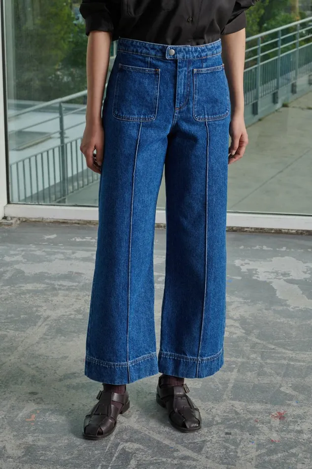 Women HARRY JEANS Washed Blue Denim Soeur Trousers