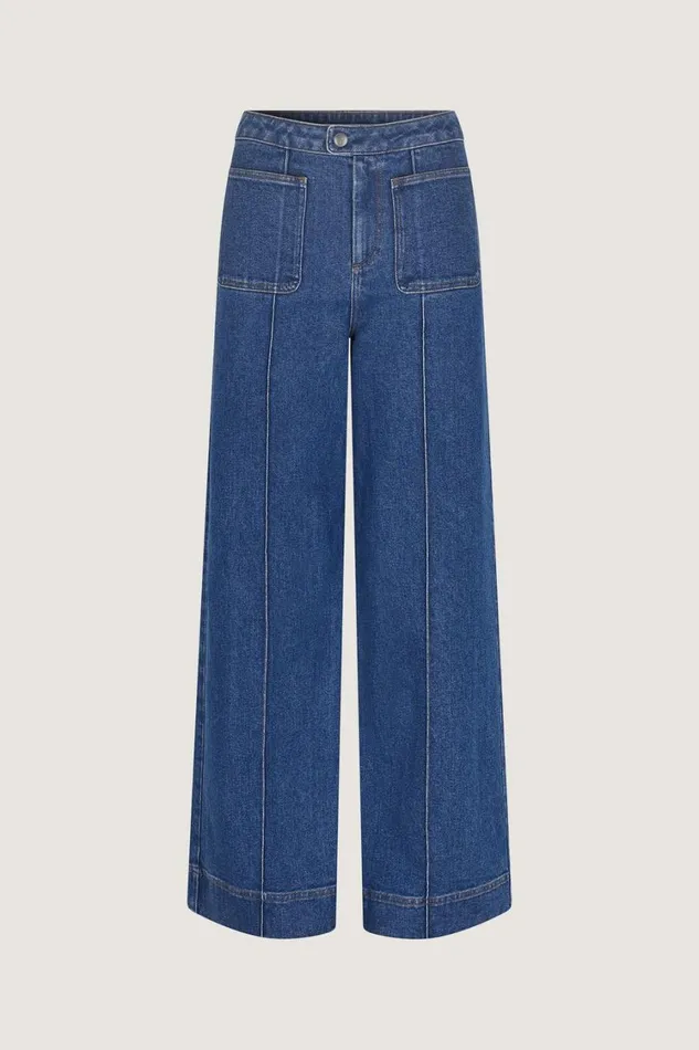 Women HARRY JEANS Washed Blue Denim Soeur Trousers