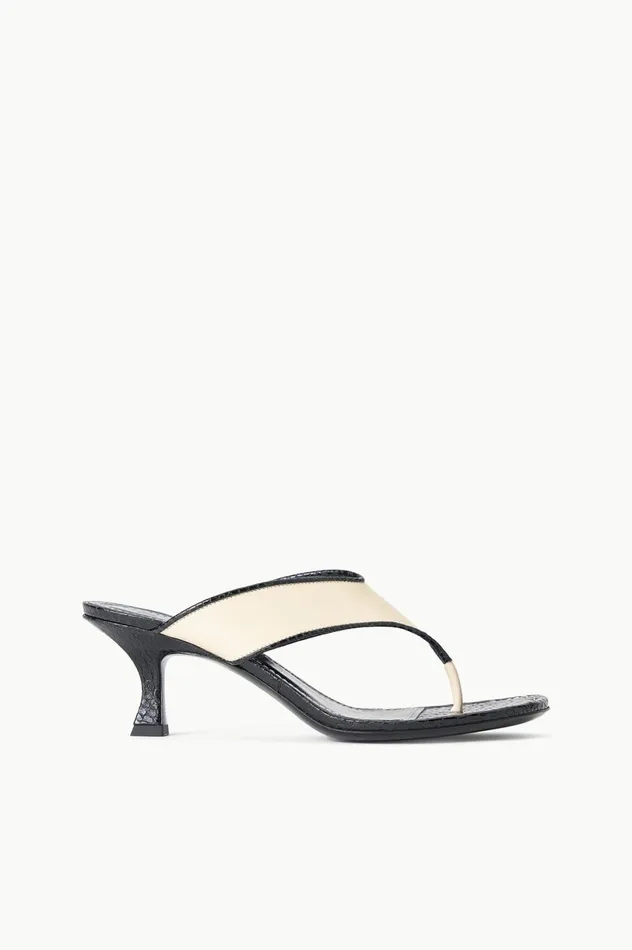 Women Heels STAUD STAUD NATALIA THONG SANDAL CREAM BLACK