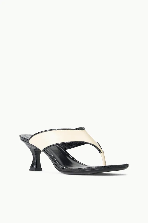 Women Heels STAUD STAUD NATALIA THONG SANDAL CREAM BLACK Women Heels STAUD STAUD NATALIA THONG SANDAL CREAM BLACK