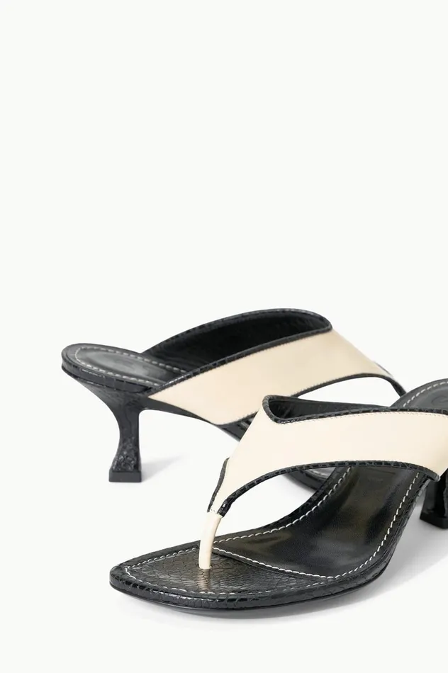 Women Heels STAUD STAUD NATALIA THONG SANDAL CREAM BLACK Women Heels STAUD STAUD NATALIA THONG SANDAL CREAM BLACK