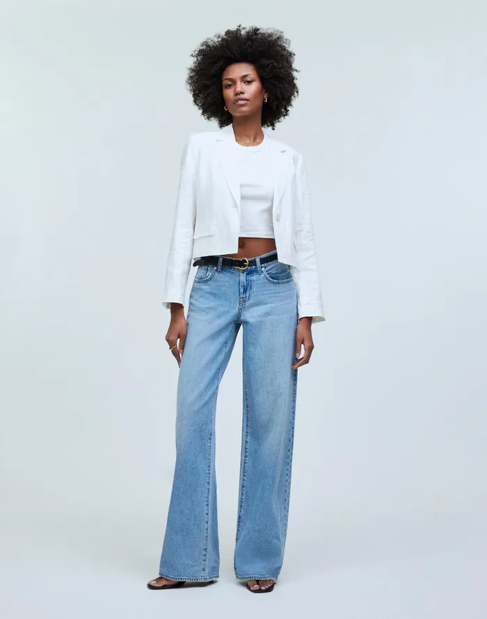 Women Jackets Madewell Cropped Blazer In 100 Linen