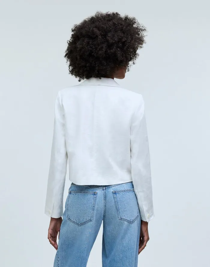 Women Jackets Madewell Cropped Blazer In 100 Linen