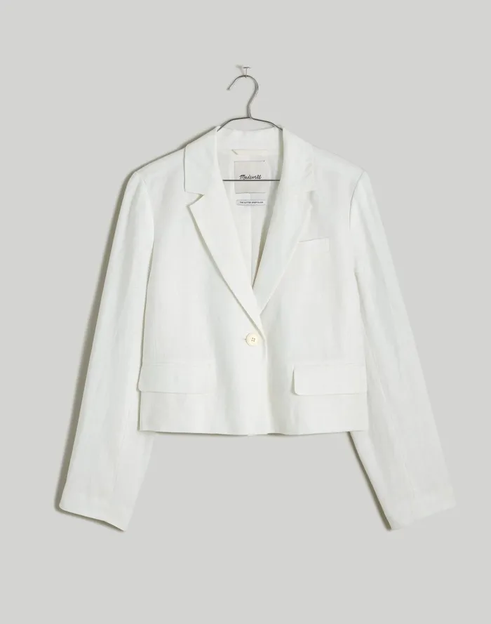 Women Jackets Madewell Cropped Blazer In 100 Linen