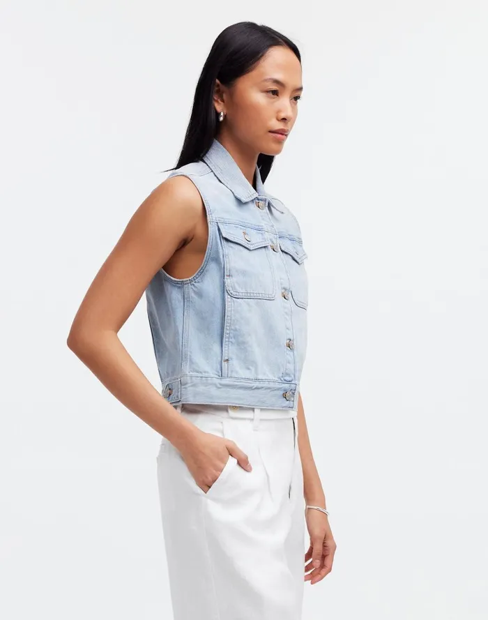 Women Jackets Madewell Denim Oversized Boxy Vest In Fitzgerald Wash