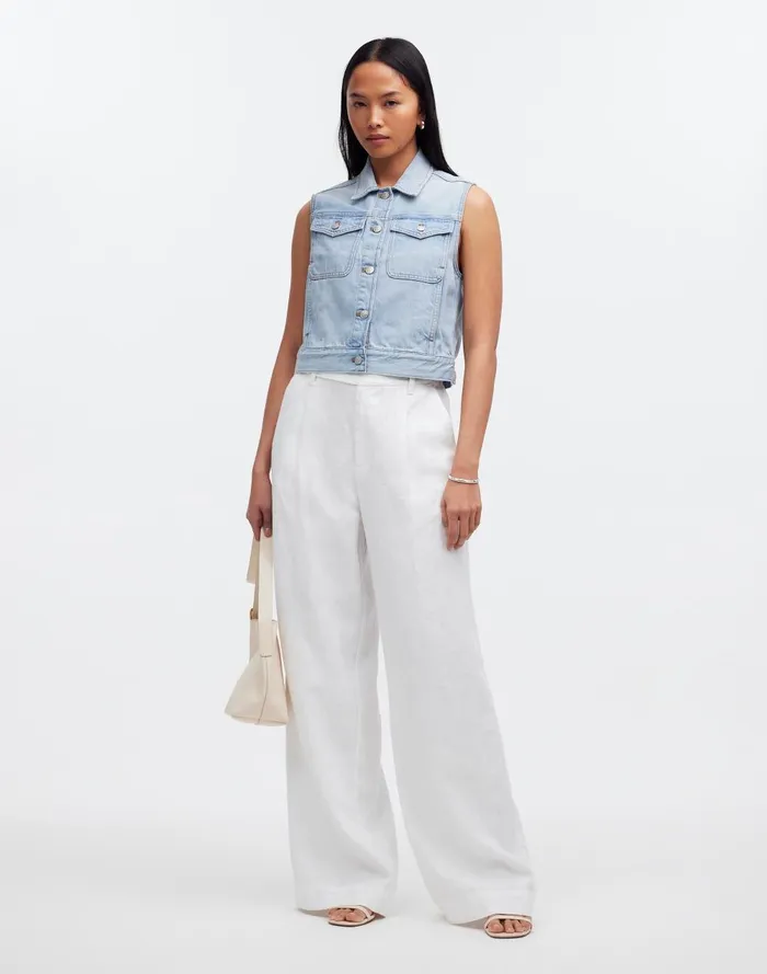 Women Jackets Madewell Denim Oversized Boxy Vest In Fitzgerald Wash