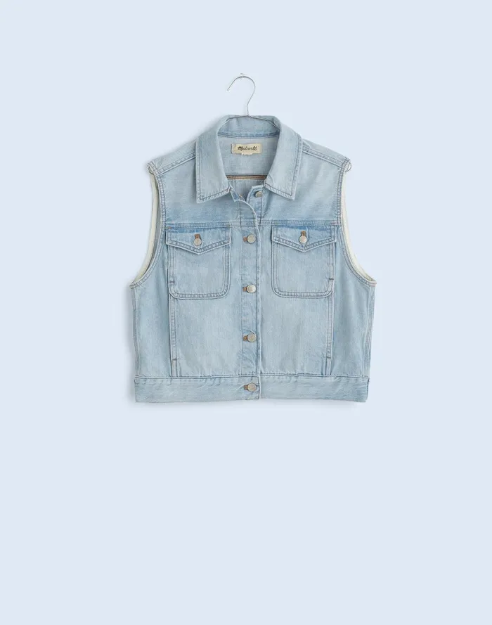 Women Jackets Madewell Denim Oversized Boxy Vest In Fitzgerald Wash