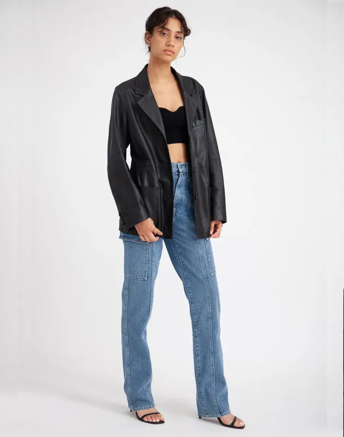 Women Jackets Madewell HYER GOODS Deadstock Leather Blazer
