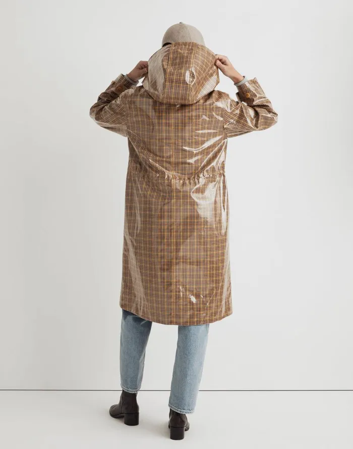 Women Jackets Madewell Laminated Trench Coat In Plaid