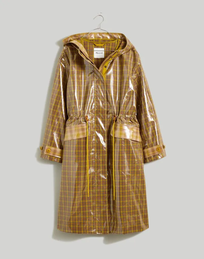 Women Jackets Madewell Laminated Trench Coat In Plaid