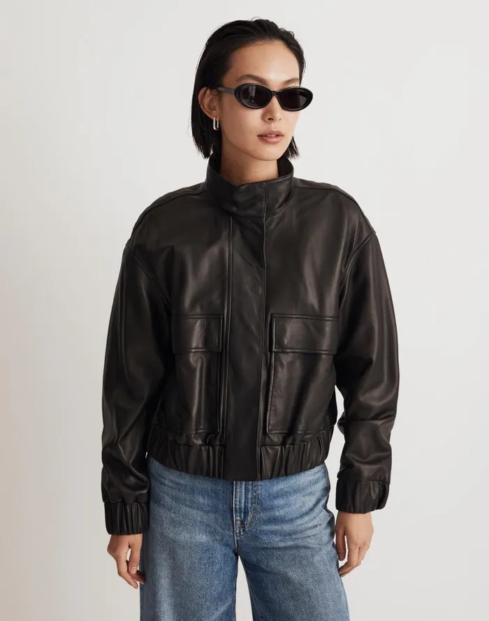 Women Jackets Madewell Leather Bomber Jacket