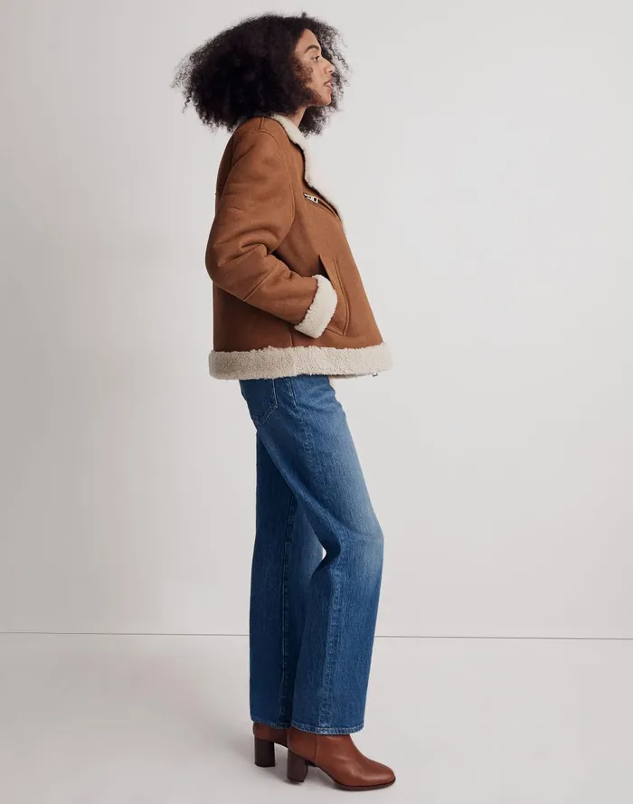 Women Jackets Madewell Oversized Shearling Motorcycle Jacket