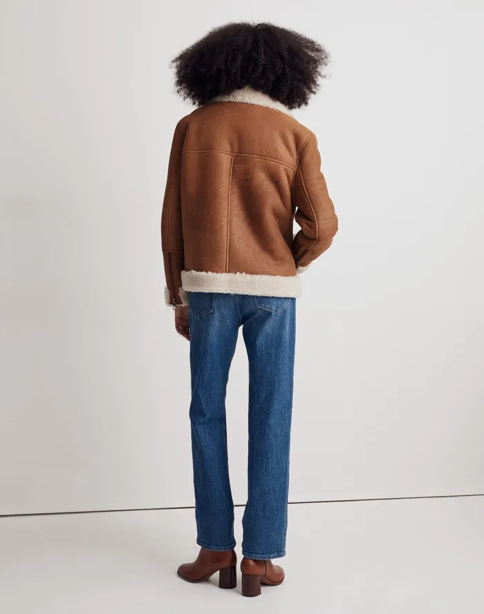 Women Jackets Madewell Oversized Shearling Motorcycle Jacket