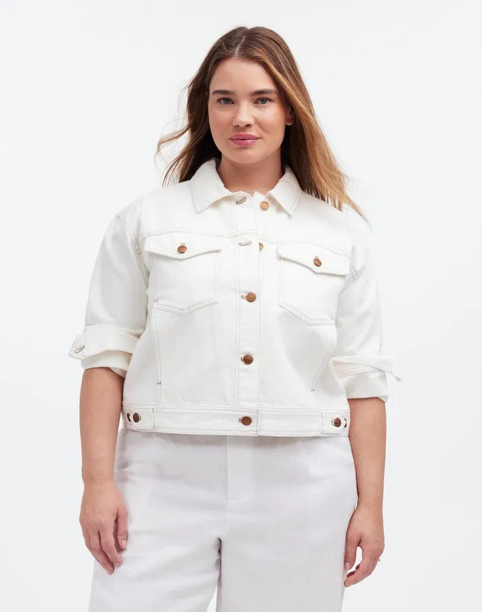 Women Jackets Madewell Plus ButtonFront Denim Jacket In Tile White