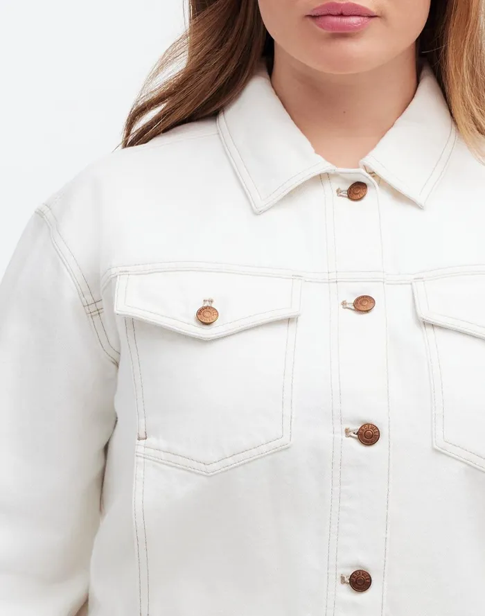 Women Jackets Madewell Plus ButtonFront Denim Jacket In Tile White