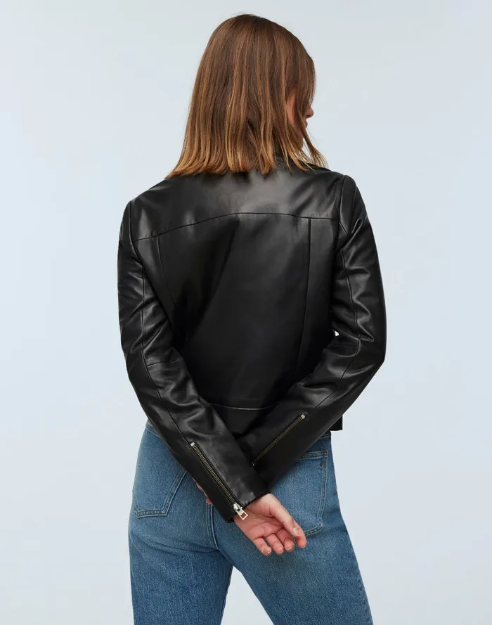 Women Jackets Madewell Shrunken ZipFront Jacket In Leather